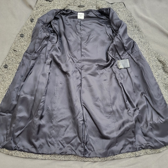 Cinzia Rocca Wool Coat Black Striped Size 8 Speckles Elegant Dinner in the City - Picture 5 of 16